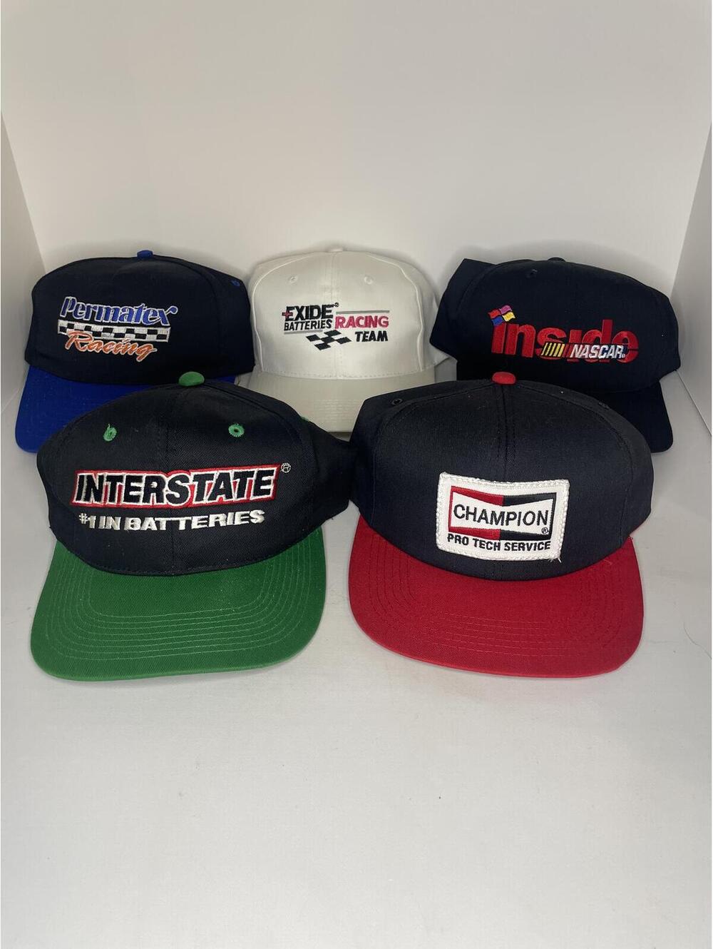 Vintage NASCAR and Racing Team Snapback Hats - Set of 5